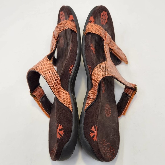 Orthaheel Womens Molly Orange Brown Snake Print Slip On Sandals Size 7 Comfort - Picture 7 of 8